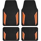 PIC AUTO Rubber Floor Mats, Orange Aluminum Film with Colorful Piping Floor Mats for Cars, Car Mats with Non-Slip Backing, All-Weather Protection, Trim-to-Fit Liner for Cars, SUVs, Trucks, Vehicles