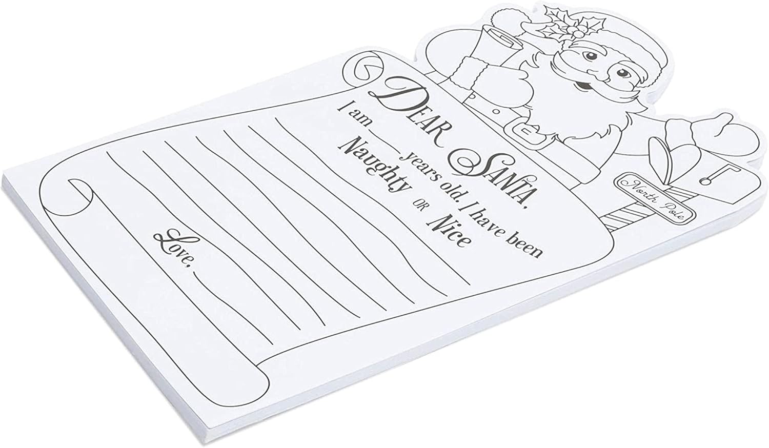 Amazon Co Jp クリスマス塗り絵カード 子供用 サンタクロースへの手紙 7 X 13インチ 48枚 文房具 オフィス用品