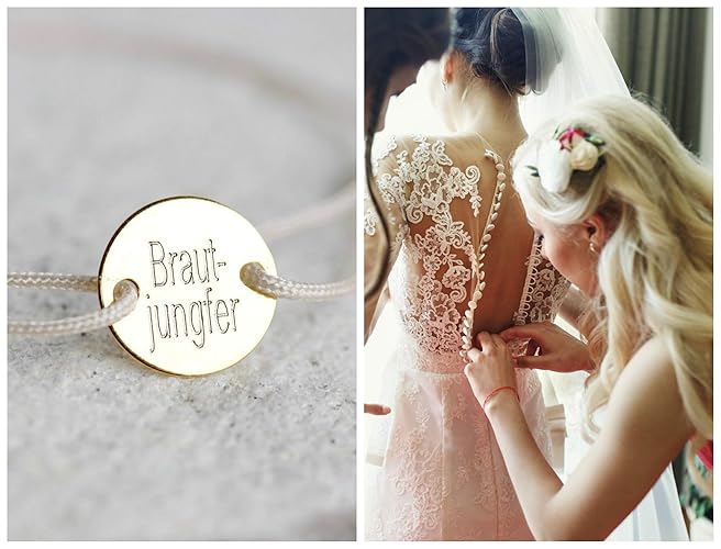 Brautjungfer und Trauzeugin Geschenk, Namensarmband, Freundschaftsband mit Gravur, Personalisiertes Armband, Damen Einheitsgr