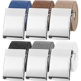 Kifmurase 6 PCS Golf Belts for Men, Stretch Nylon Belt with Slide Buckle Casual Invisible Golf Hiking Belts for Mens Jeans Pants, Size up to 54" Adjustable Elastic Solid Braided Web Belt