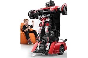 Veeniix V992 Transform Remote Control Car,Transform Robot RC Cars,1:14 Scale,2-in-1 Robot Toy Car with Sound & Light,Gesture Sensing,Automatic Deformation,Great Gifts Toys for Boys and Girls 4-6 (Red)