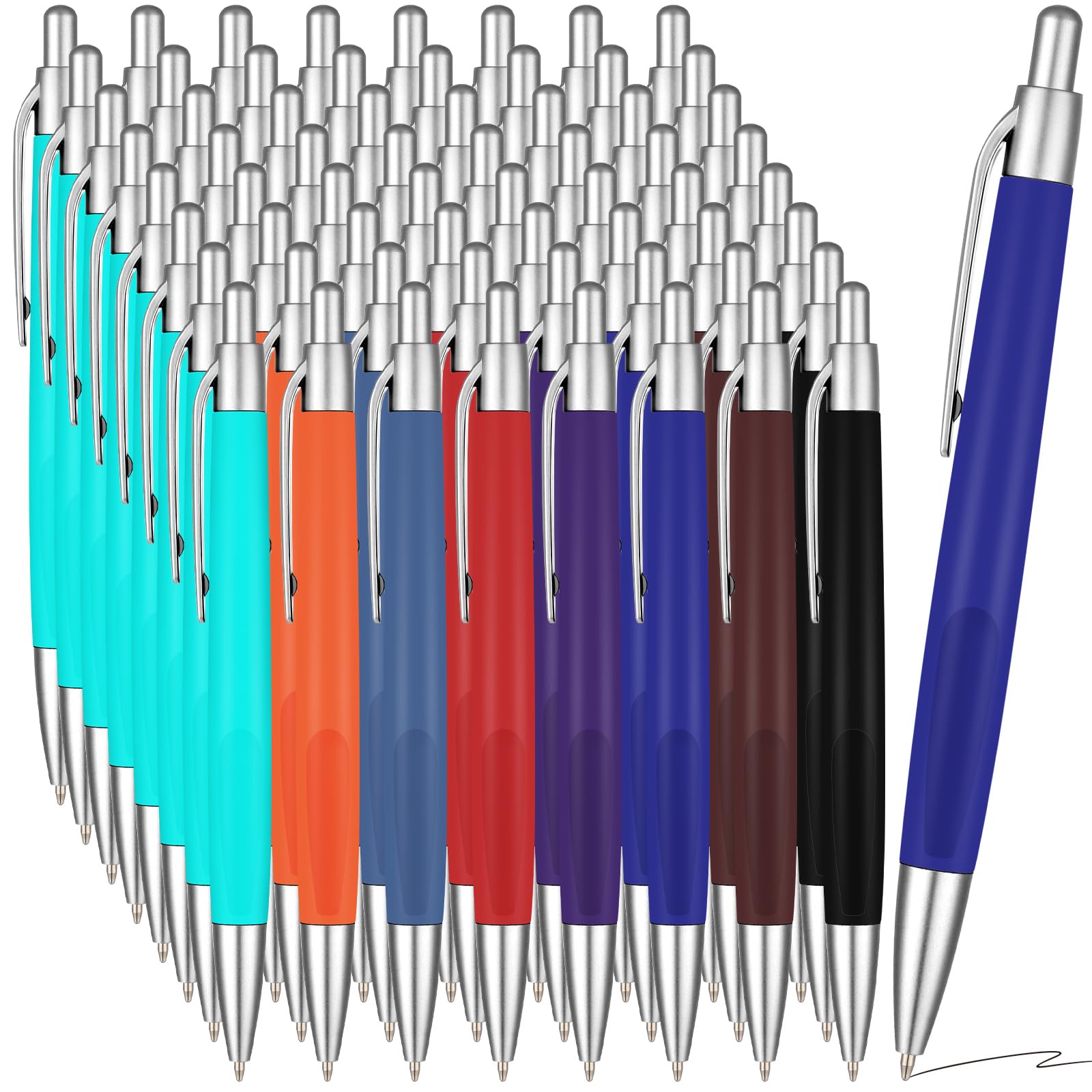 Chrisfall 64 Pack Retractable Ballpoint Pens Bulk Black Ink Pens 0.7mm Small Smooth Writing Aesthetic Pens for Pocket Notebook Office Work School