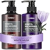 KUNDAL Korean Shampoo and Conditioner Set [White Musk] Salon-quality, Long Lasting Scent, Moisturizing, Sulfate-Free, Argan & Macadamia Oil, Korean Hair care,16.9 fl oz each, Valentines Day Gifts