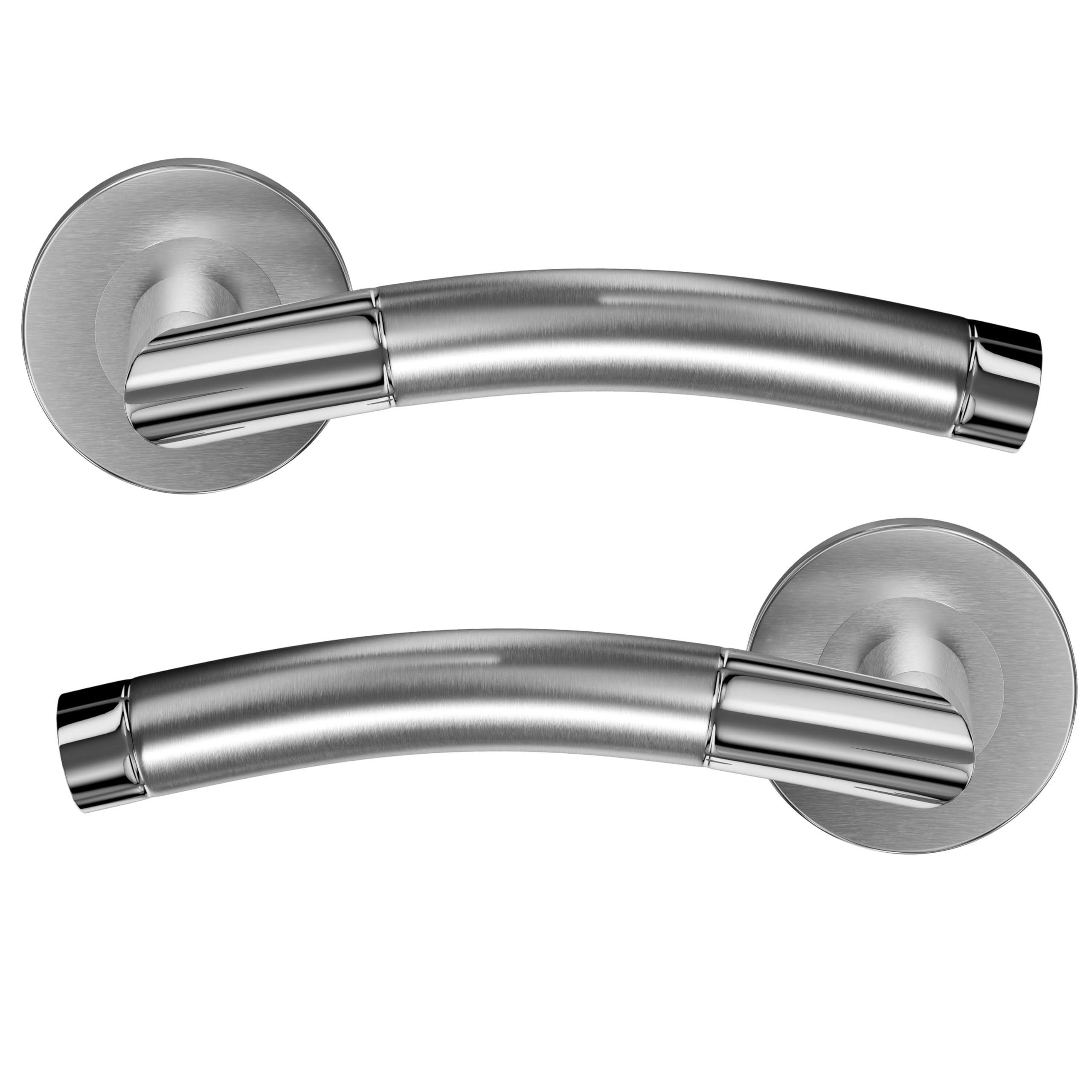 1 Pack of HAIFUAN Stainless Steel Door Lever Handle, Satin & Polished Dual Color, Model Sydney (S02-106)