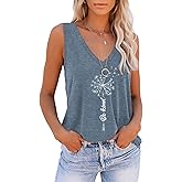 ETCYY Women's Sleeveless V Neck Tank Tops Summer Trendy 2026 Causal Cute Printed Loose Fit Workout Athletic Yoga Shirts