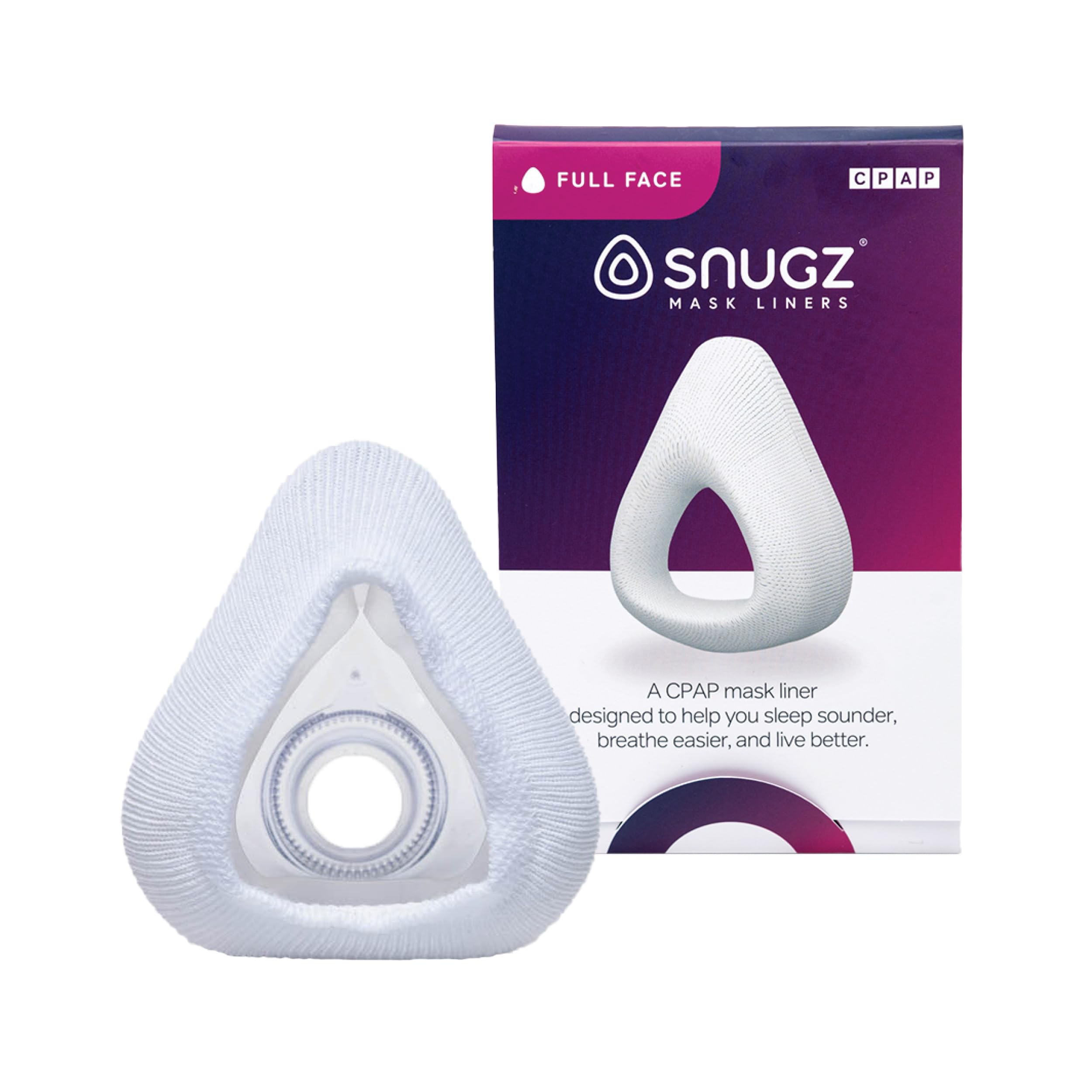 Snugz Mask Liners: Machine Washable, One-Size-Fits-Most CPAP Mask Liners, Pack of 2 Lasts 90 Days … (Full Face - around nose & mouth)