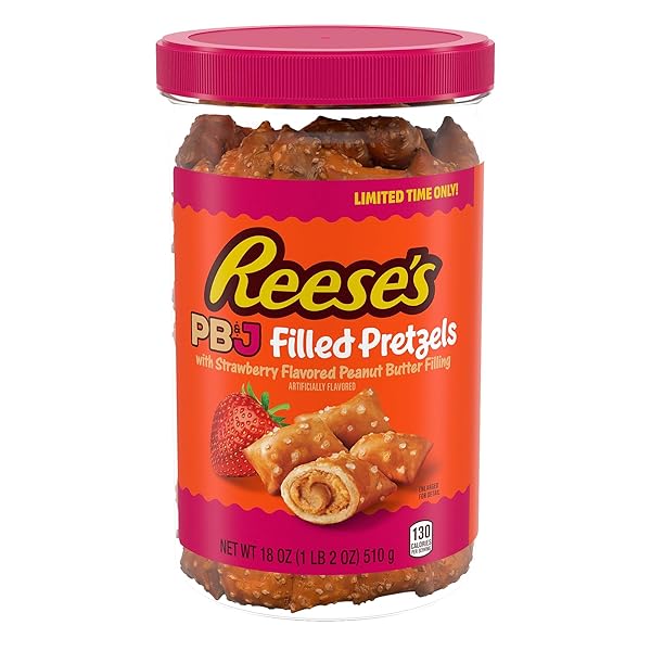 REESE’S FILLED PRETZELS, PEANUT BUTTER AND STRAWBERRY FLAVORED...