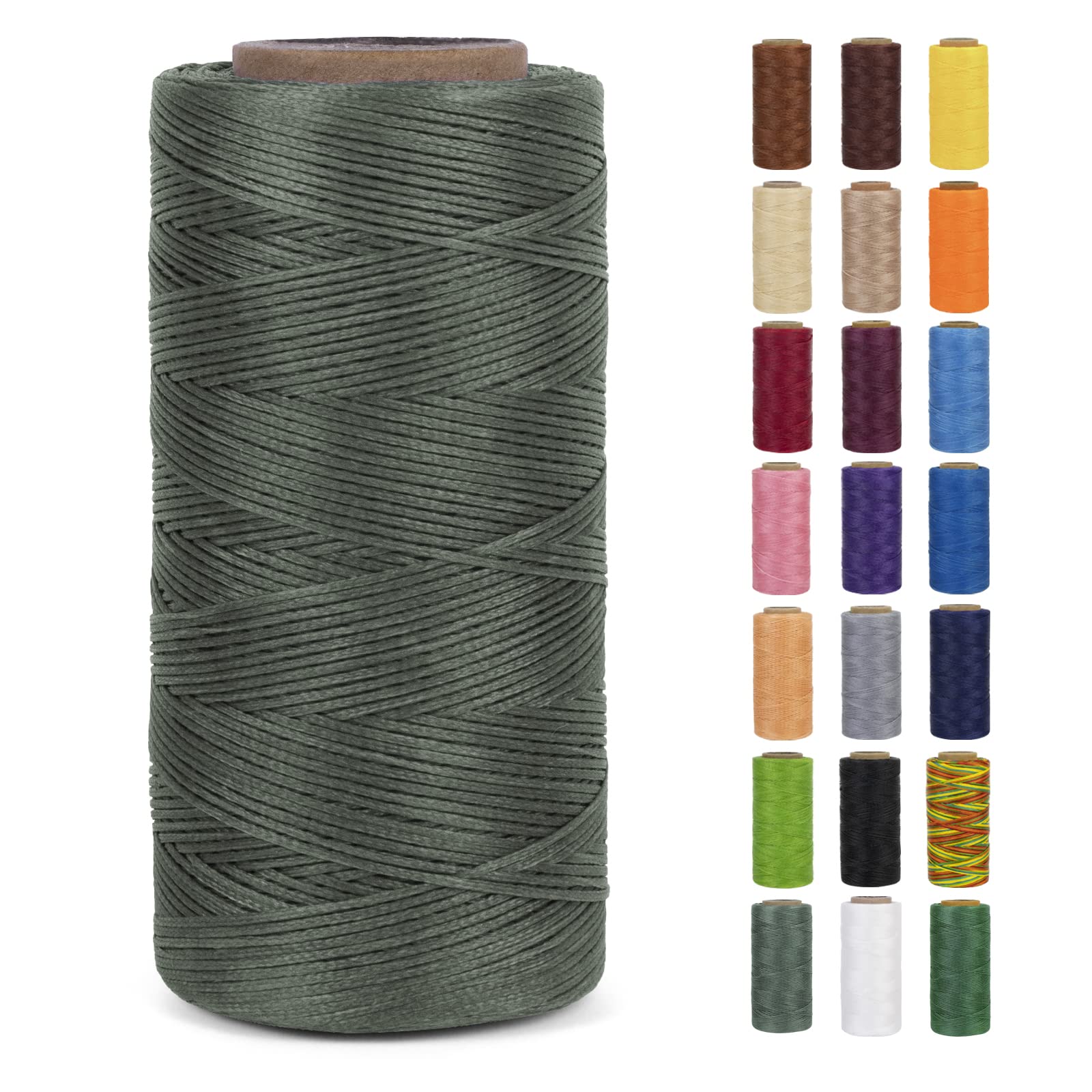 LEREATI Waxed Thread, 284 Yards 150D 0.8mm Leather Sewing Thread Flat Waxed Cord, Leather Repair Weave String for Stitching Sewing, Bookbinding, Bracelets, DIY Crafts (Gray)