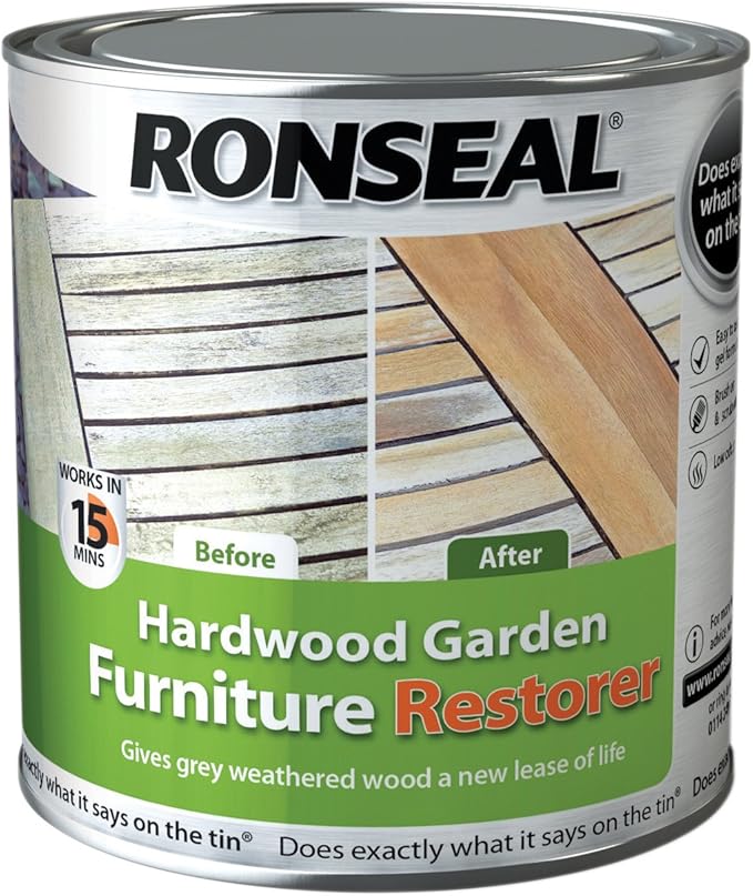 Ronseal HGFR1L Hardwood Garden Furniture Restorer 1 Litre, 1L Amazon