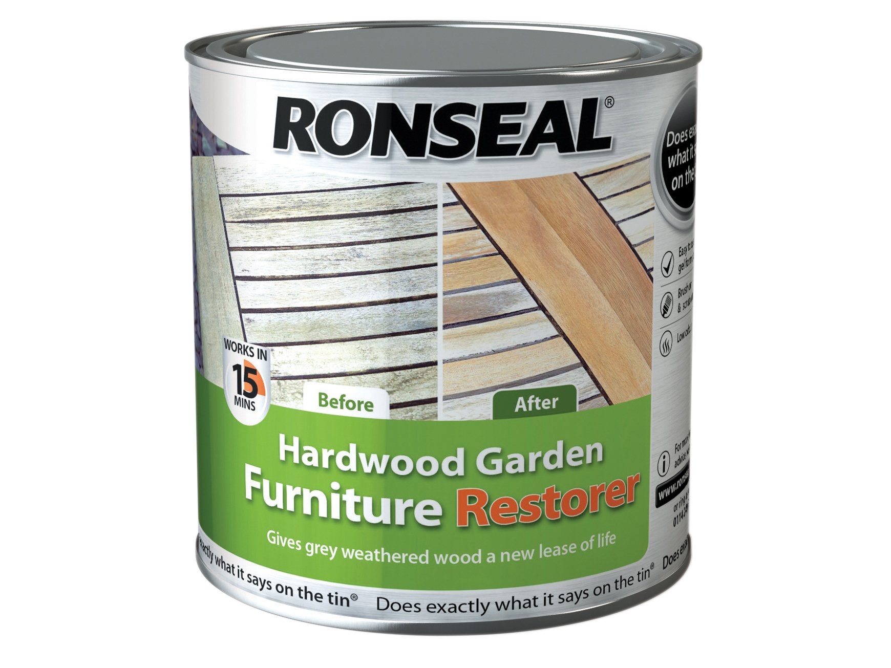 Ronseal HGFR1L Hardwood Garden Furniture Restorer 1 Litre, 1L