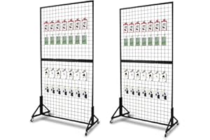 NectaCol 2 Packs 3'x 6' Two-Double Gridwall Panel Display Racks with Sturdy T-Base, Black Grid Wall Panels Display Stand, Display Rack Craft Show, Art Display Stand