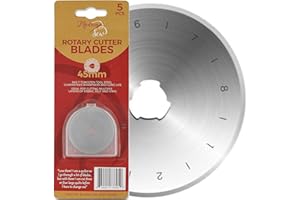 Madam Sew 45mm Rotary Cutter Replacement Blades, 5 Tungsten Steel Blades | Cuts Thick Layers of Fabric, Felt, Leather and Vinyl – Compatible with Fiskars, Olfa, Clover and Other Brands