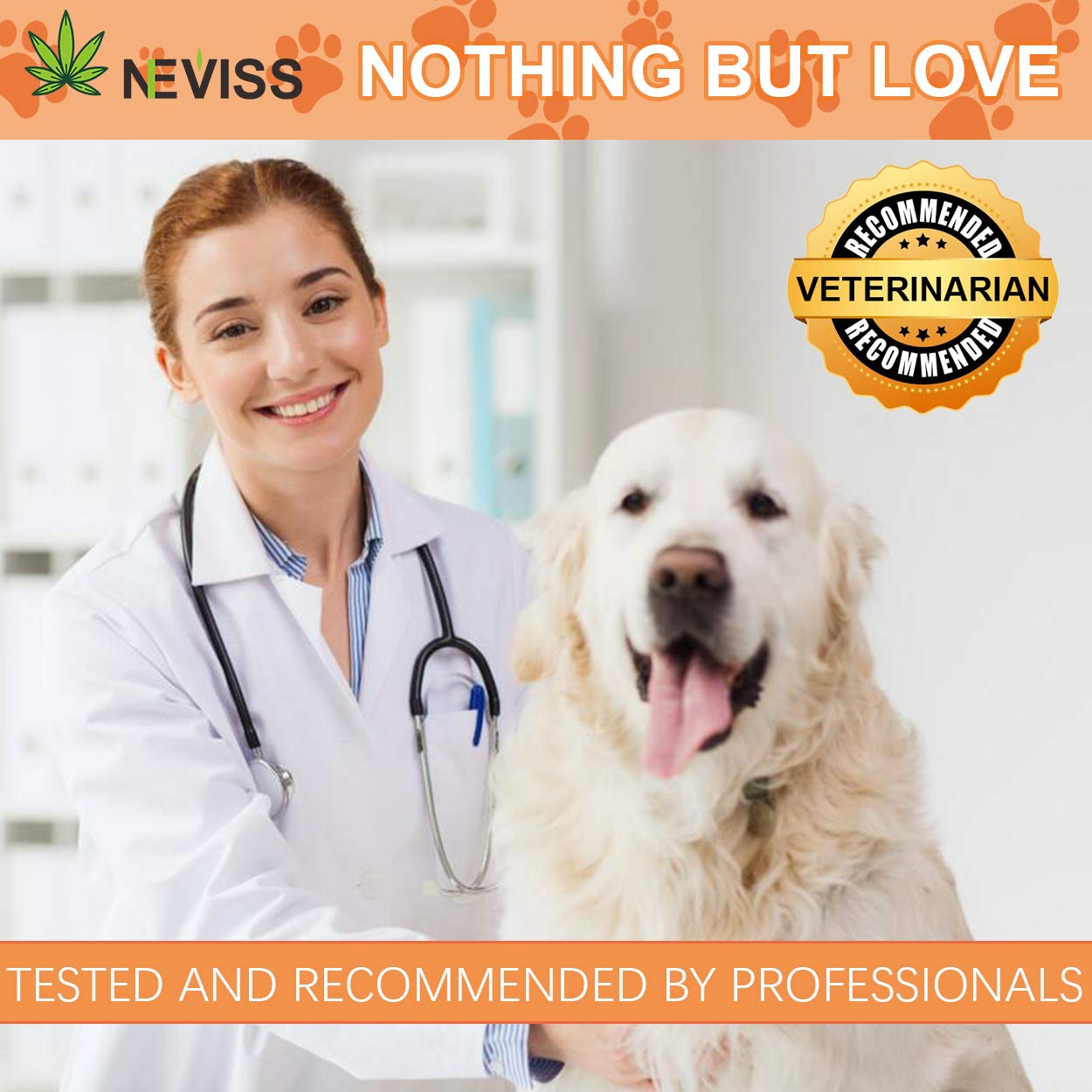 Nevissbags Hemp Oil for Dogs & Cats (3000mg), Pain Anxiety Relief for Pets - 100% Natural Organic Hemp Herbal Extract, Supports Hip & Joint Health - Pet Omega 3, 6, 9 - Made in USA