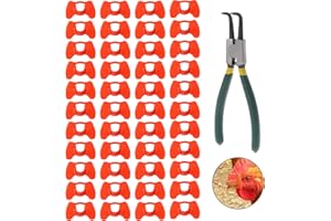 Lainrrew 41 Pcs Pinless Peepers with Pliers Set, Poultry Blinders Chicken Peepers Chicken Spectacles Anti-Pecking Pheasant Eye Glasses (Red)