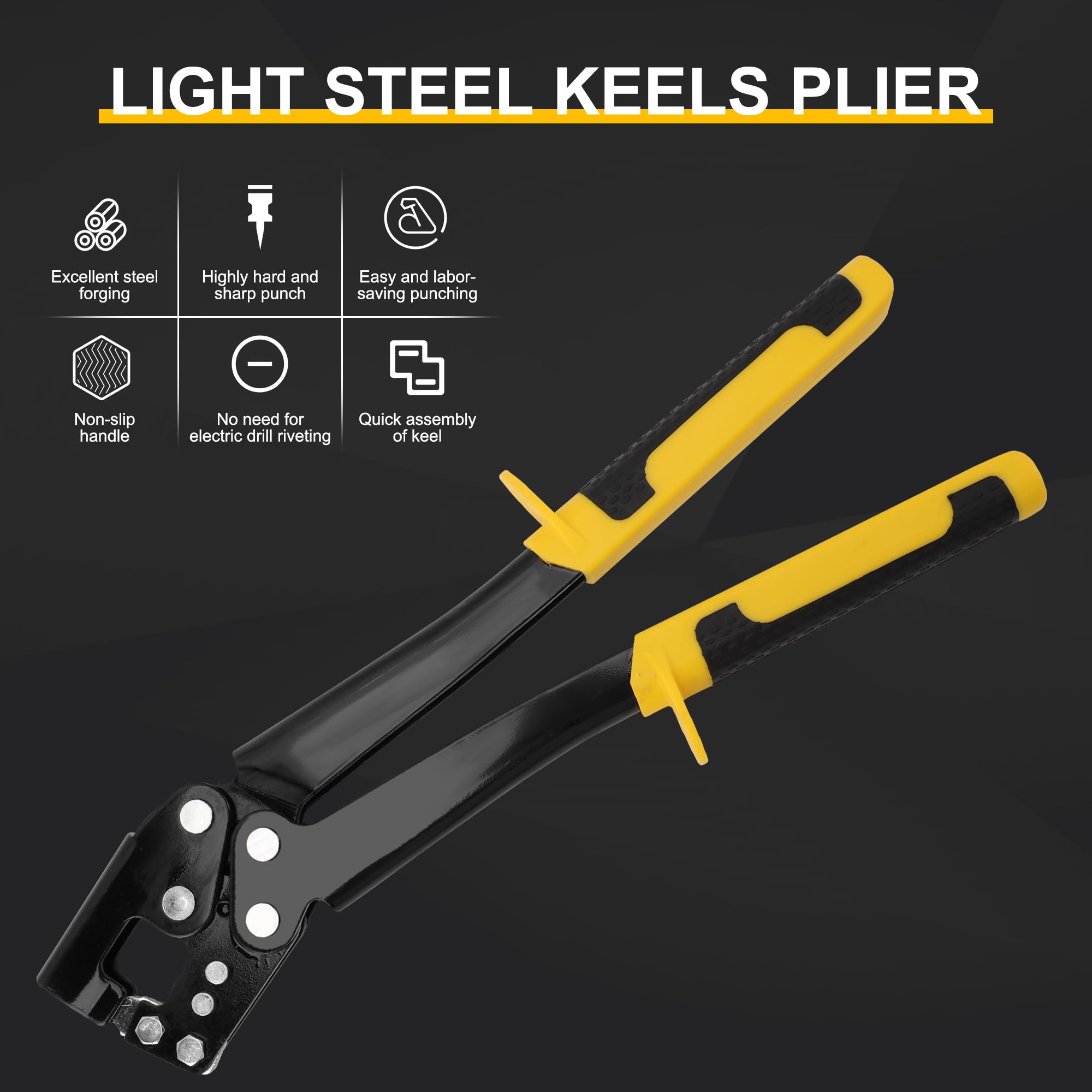 Profil Verbundzange Trockenbau,310mm Profilverbundzange,Trockenbau Zange,Crimpzange Leichte Stahlkiel-Lochzange Mit Griff Bolzen Crimper für Dekorationsdecken 5