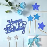 VAINECHAY Blue Star "Happy Birthday" Cake Topper for Boys Men Girls Kids Baby view 6