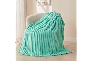 NEWCOSPLAY Super Soft Throw Blanket Aqua Premium Silky Flannel Fleece 3D Ribbed Jacquard Lightweight Bed Blanket All Season U