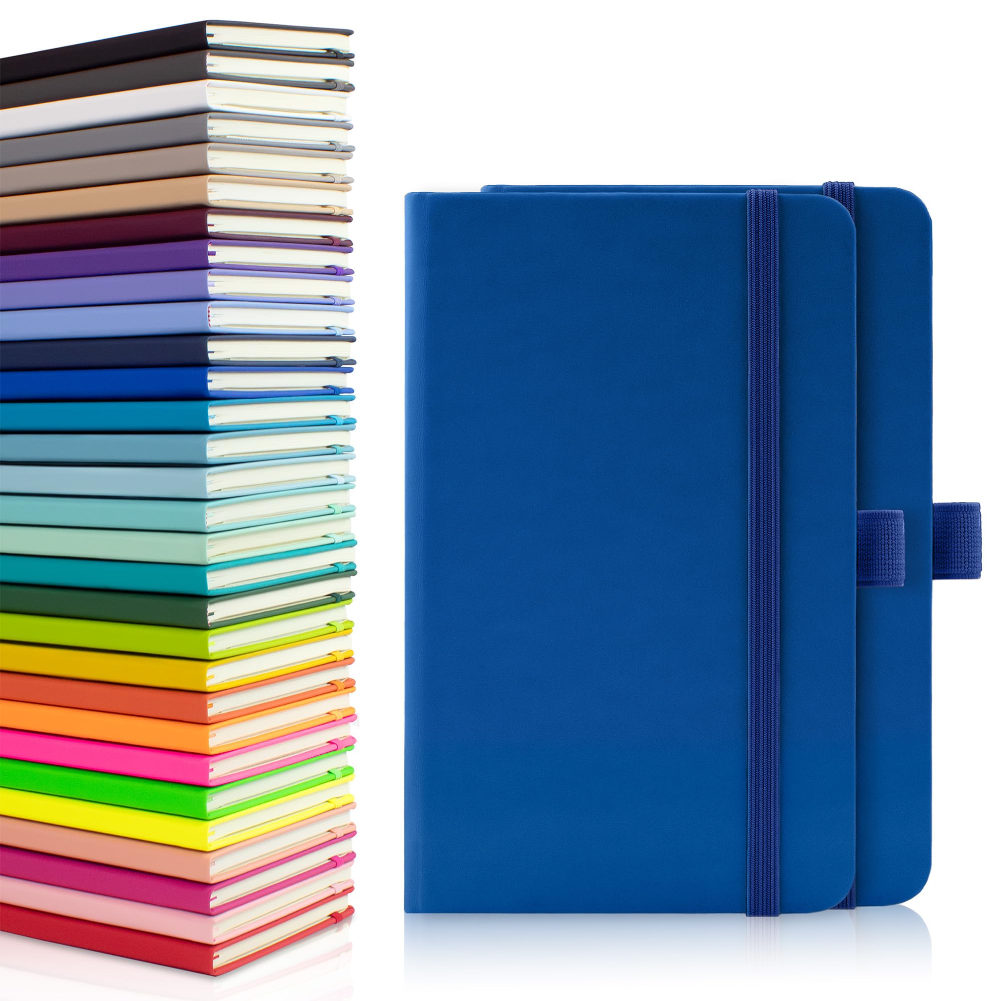 Notes London 2 x A6 Notebooks, Double Pack with Lined Pages, Pen Loop and Expandable Paper Pocket Hardback Medium Journal New Notepad Note Book Notes Diary Pad (Blue) — image 1