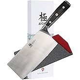 KYOKU Samurai Series - 7" Cleaver Knife - Full Tang - Japanese Style High Carbon Steel Kitchen Knives - Pakkawood Handle with Mosaic Pin - with Sheath & Case