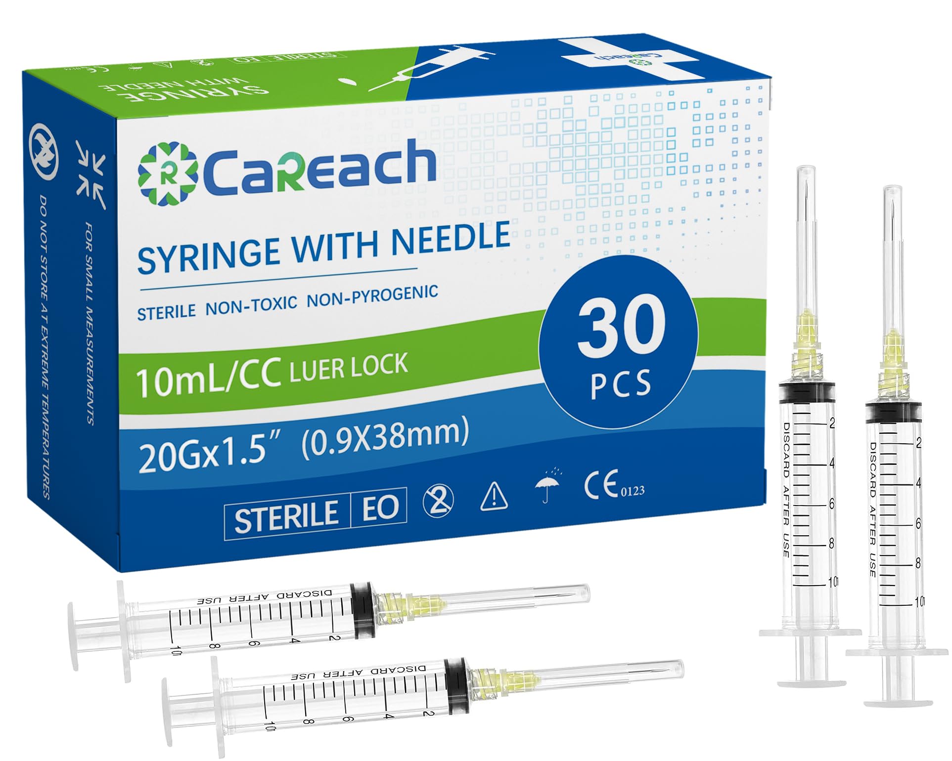 Photo 1 of Careach 30 Packs 10mL Syringe with Needle 20 Gauge 1.5inch, Scientific Labs, Measuring and Refilling Inks