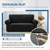 XINEAGE 2 Seater Jacquard Stretch Sofa Cover Black view 5