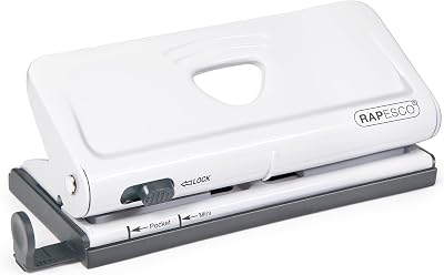 Rapesco 1321 Adjustable 6-Hole Punch White 10 Sheet Capacity