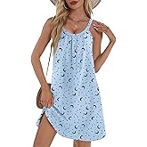 Ekouaer Cotton Nightgowns for Women Sleeveless Night Shirts Tank Sleepwer Pleated Scoopneck Sleepshirt S-3XL
