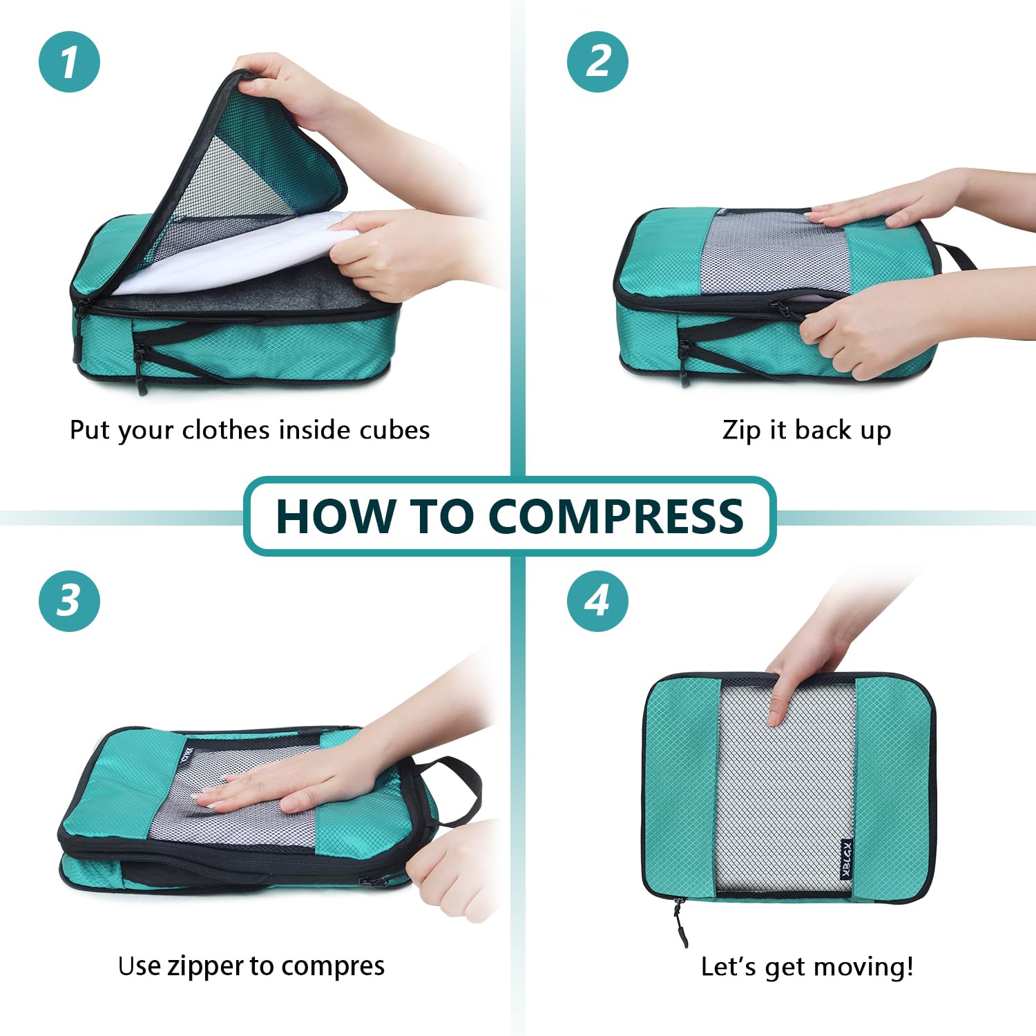 XBLGX Compression Packing Cubes for Suitcases,5 Set Travel Essentials, Lightweight Luggage Organizer Bags, Travel Cubes for Carry on