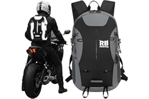 RIDERBAG Reflective Motorcycle Backpack – Hi Viz EDC Commuter Bag for Riders, Night Travel, and Daily Use with Helmet Holder, Laptop Compartment, Ventilated Back, Urban Gear (black backpack)