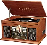 Victrola Classic 6-in-1 Entertainment Center VTA-200B Mahogany Bluetooth view 1
