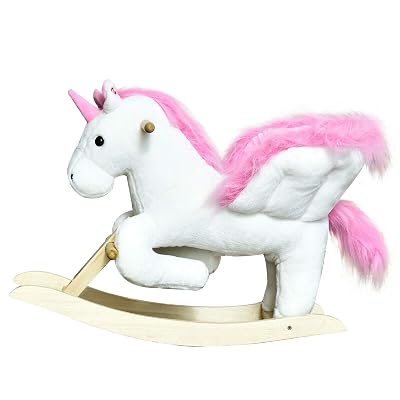 Antik shop Plush Baby Toys, Wooden Plush Rocking Horse Little Unicorn Style Riding Rocker