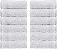 WhiteClassic Luxury Cotton Washcloths - Large Hotel Spa Bathroom Face Towel | 12 Pack | White