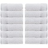 WhiteClassic Luxury Cotton Washcloths - Large Hotel Spa Bathroom Face Towel | 12 Pack | White