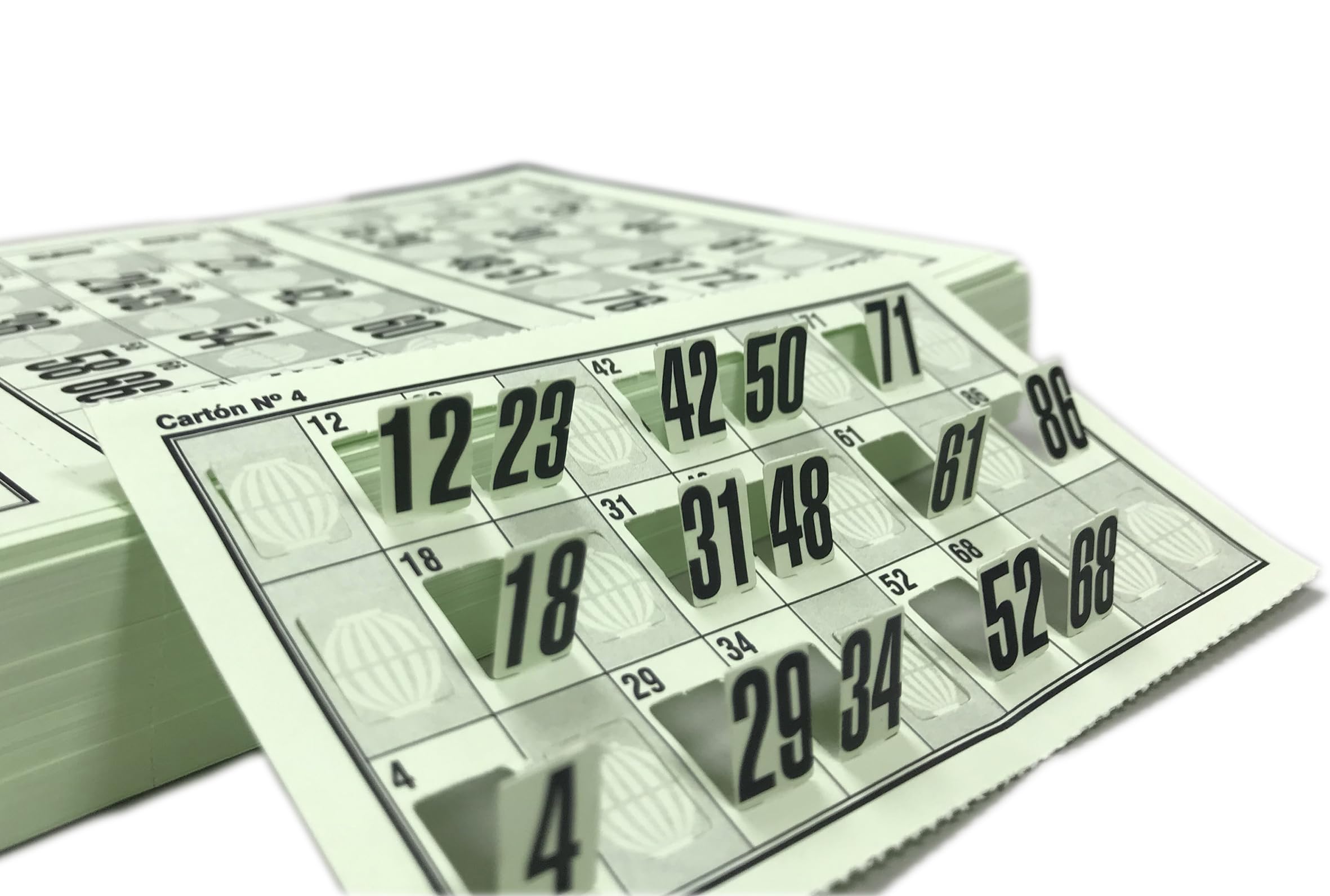 Genérico 960 Die Cut Number Cartons for Traditional 90 Balls Bingo (Green)