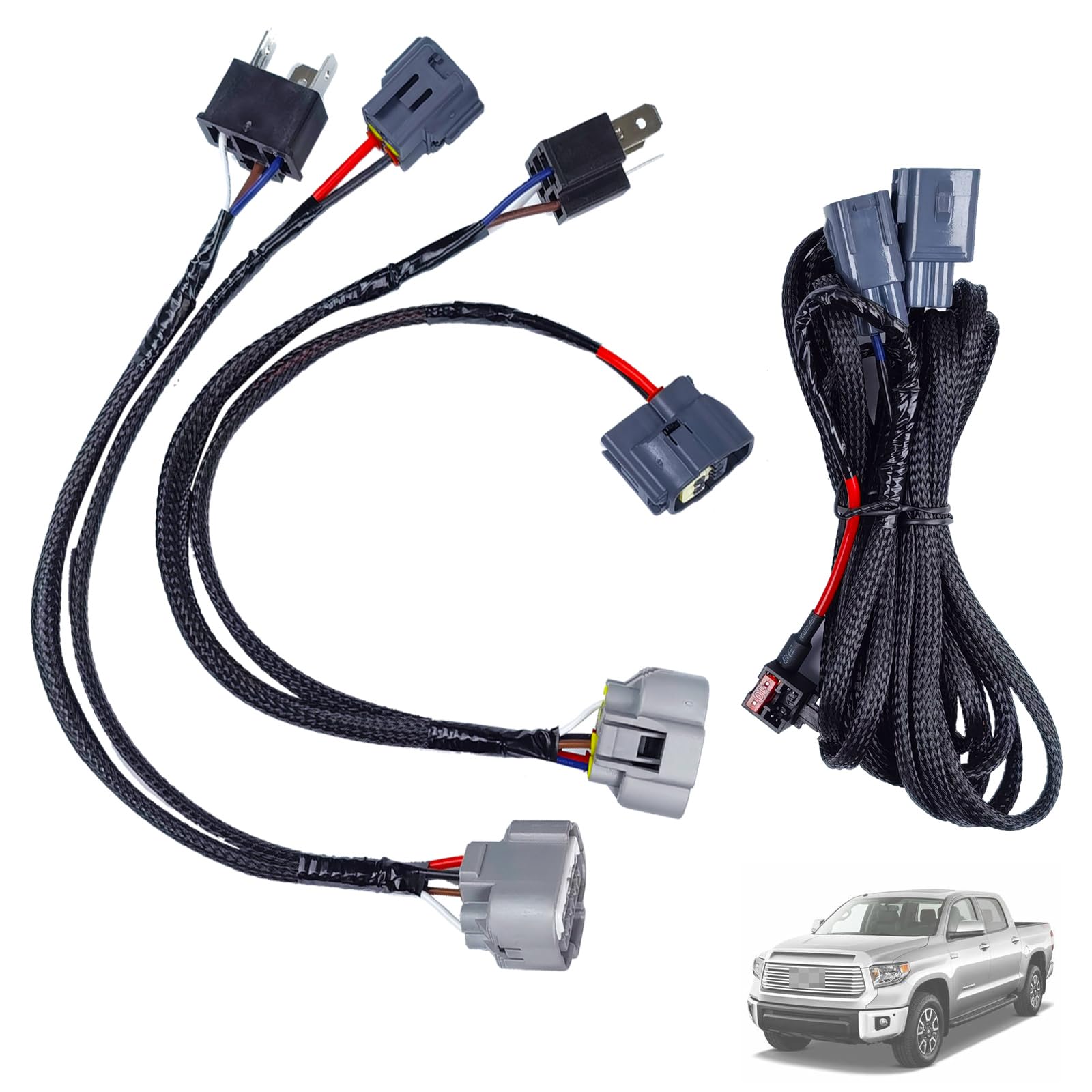 Photo 1 of Headlight Wiring Harness with DRL Adapter Harness Compatible with Toyota Tundra 2014 2015 2016 2017 2018 2019, Headlight Conversion Kit with DRL Power Harness