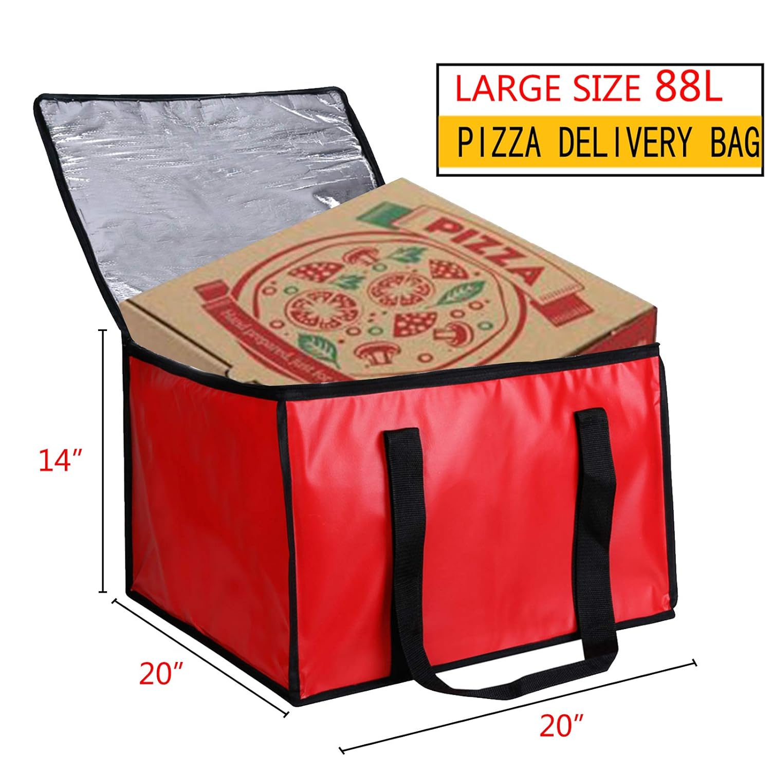 OGEFOTED Insulated Pizza Food Delivery Bag Large Thermal Food Warmer