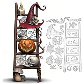 Skull Pumpkin Ladder Spider Cutting Dies for Card Making, 6.5inches Happy Halloween Die Cuts Set Metal Stencil for DIY Scrapbooking Card Craft Embossing Paper Dies