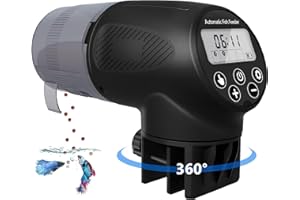 Aoyar Automatic Aquarium Fish Feeder: Auto Vacation Weekend Day Feeding Timer & 2 Install Methods Food Dispenser for Goldfish Koi Betta Turtle in Small Tank & Pond Black