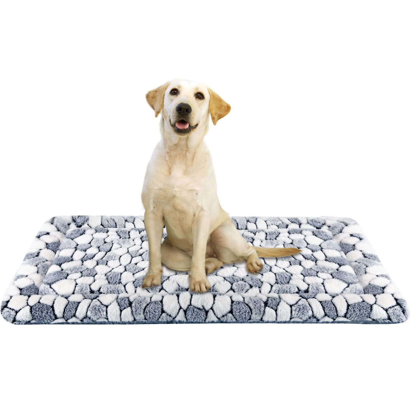 VANKEAN Stylish Dog Crate Pad Bed Mat Reversible (Cool & Warm), Soft Pet Sleeping Mat Dog Bed for Crate Suitable for Small to XX-Large Dogs and Cats, Machine Washable Crate Beds,Grey Stone Pattern