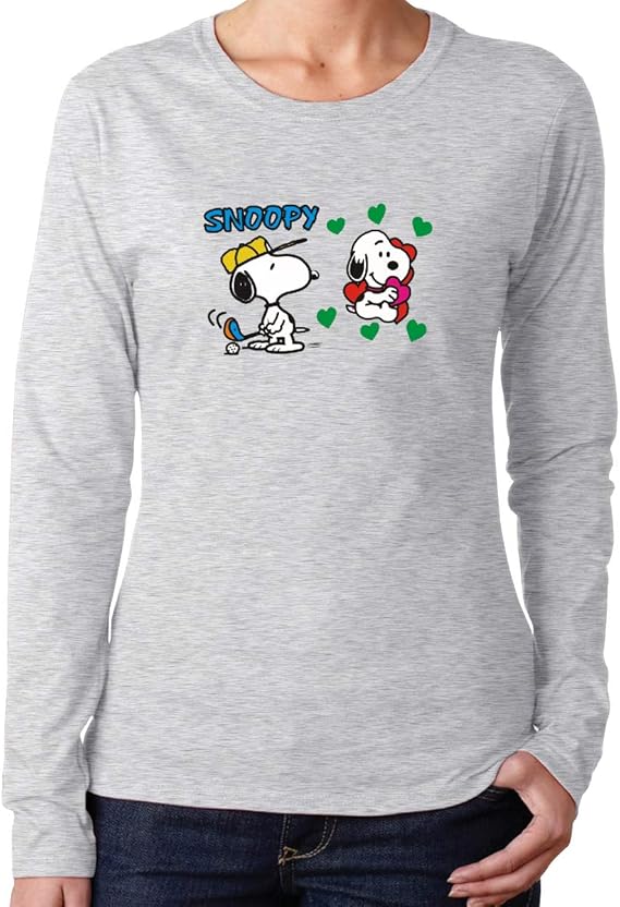 Amazon Co Jp Gshyb T Tシャツ レディース シンプル 綿 Snoopy スヌーピー 丸首 春 秋 冬 長袖 ゆったり スリム 通勤 通学 オシャレ 柔らかい ファッション 人気 快適 White 服 ファッション小物