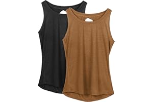 icyzone Women's Lightweight Breathable Open Back Workout Athletic Yoga Tank Tops