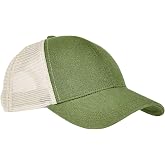 econscious Unisex Hemp Eco Trucker Recycled Polyester Mesh Cap OS OLIVE/ OYSTER