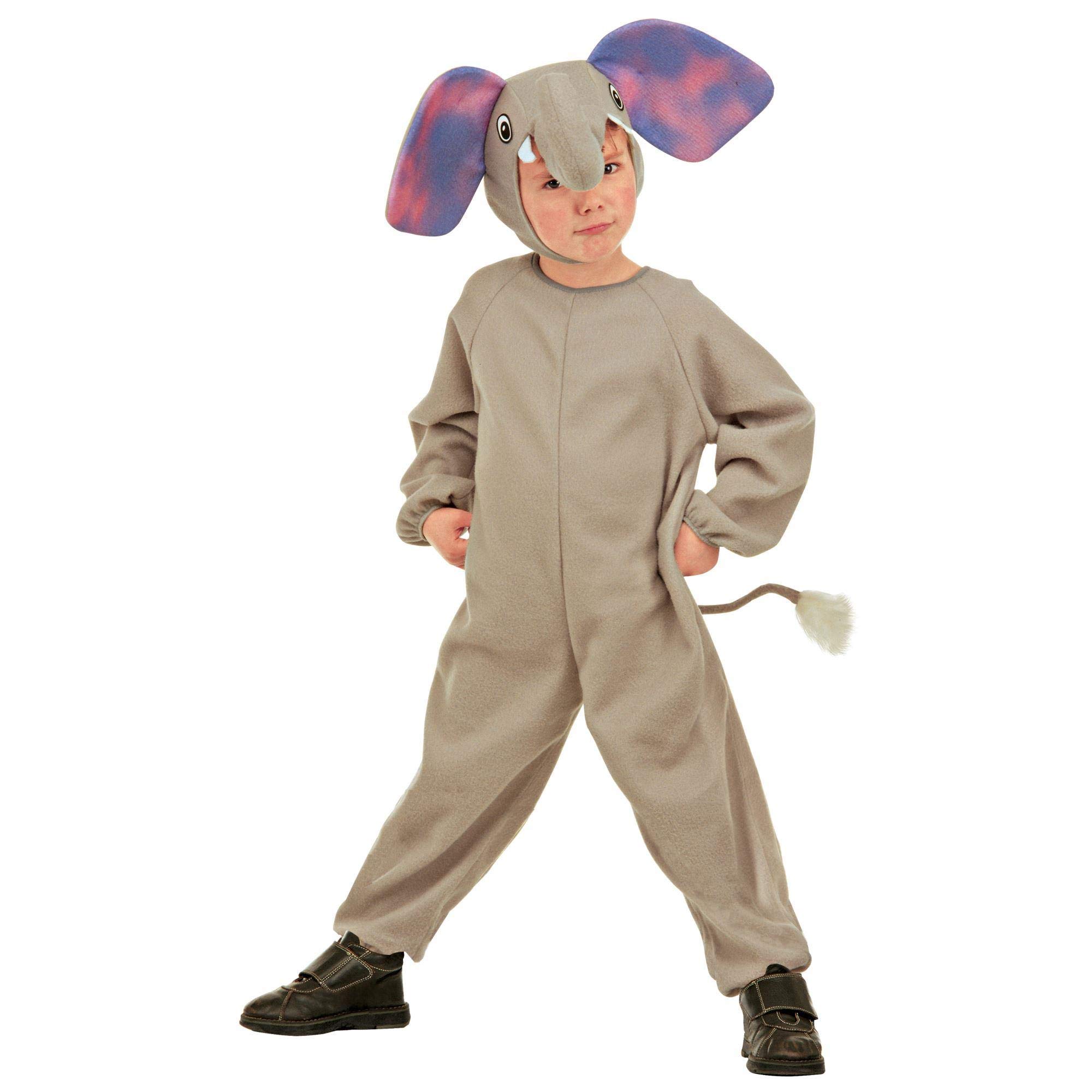 Widmann - Children's elephant costume, jumpsuit and headpiece, zoo animal, Benjamin, circus, carnival, theme party