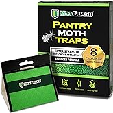 Maxguard Pantry Moth Traps (8 Pack) with Extra Strength Pheromones | Non-Toxic Sticky Glue Trap for Food and Cupboard Moths in Your Kitchen | Trap &amp; Kill Pantry Pests |