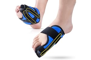 SYLONG Big Toe Splint for Women & Men, Broken Big Toe Support Brace for Fracture Fixation,Sports Sprains,Injuries, with 2 Stainless Steel Plates for Day & Night - Right (Blue-Black)