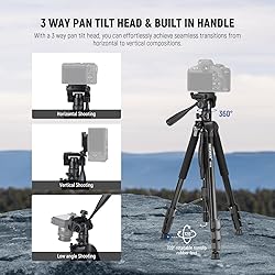 NEEWER Basic 74" Video Tripod Monopod, 3 Way Pan