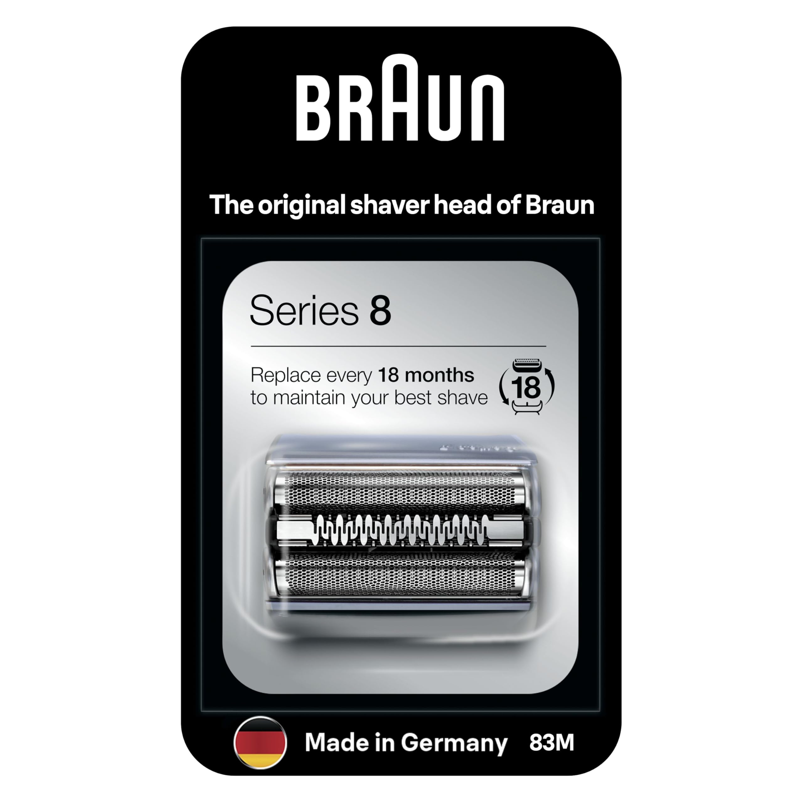Braun Series 8 83M Electric Shaver Head - Silver - Compatible with Series 8