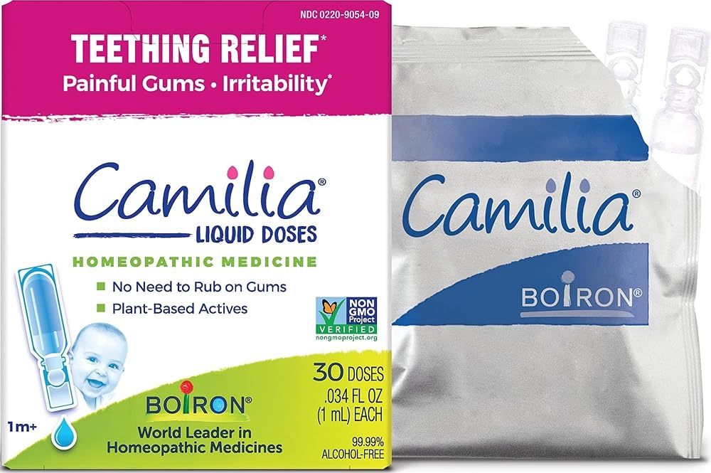 Boiron Camilia Teething Drops for Daytime and Nighttime Relief of Painful or Swollen Gums and Irritability in Babies - 30 Cou