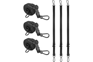 LUCKYSTRAPS 48 Inch Adjustable Carabiner Bungee Cords with 190 Lbs Max Break Strength - Adjust from 28" to 48" - Heavy Duty Flat Carabiner Bungee Straps with Upgraded Hooks for Tents, Cargo, Luggage, etc (4 Pcs)