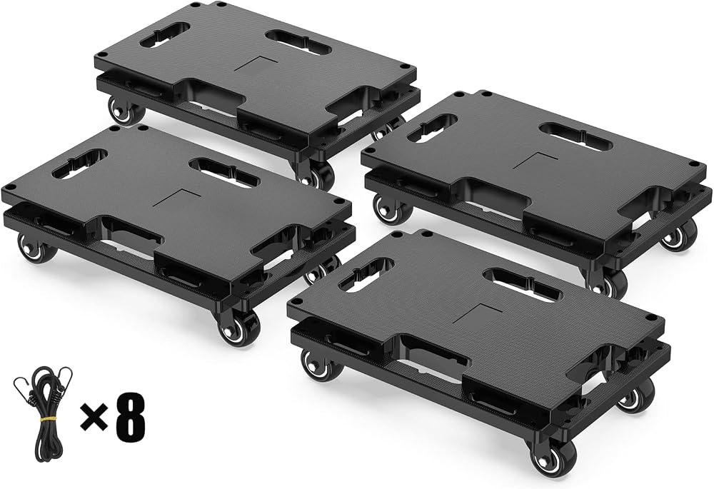 SOLEJAZZ Mobile Dolly Connectable 440 LBS Capacity 4-Wheel Heavy Duty Luggage